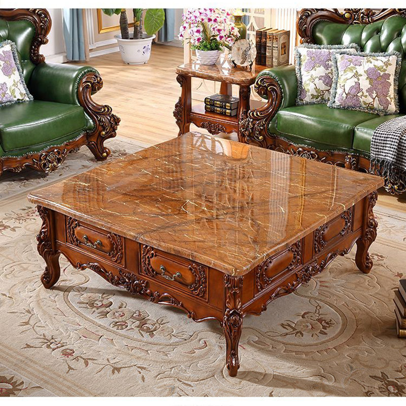 Bkoksety European Vintage Carved Marble Square Coffee Table | Wayfair